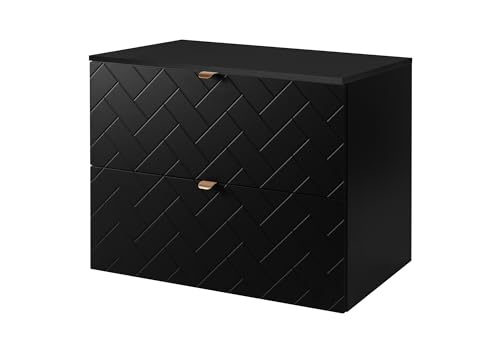 3E 3xE living.com Badezimmerschrank, Schwarz mit Goldener Griff/mit oberer Platte, 80 x 57 x 46 cm 3E 3xE living.com Badezimmerschrank, Schwarz mit Goldener Griff/mit oberer Platte, 80 x 57 x 46 cm von 3E 3xE living.com