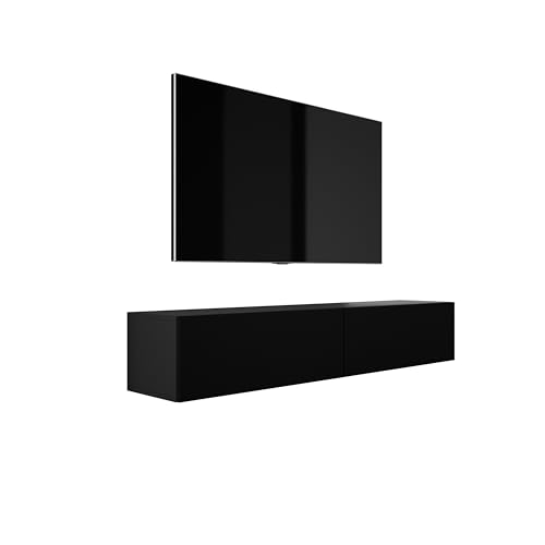 3E 3xE living.com Hängendes TV-Schrank - Modernes Design A: B: 170 cm, H: 34 cm, T: 32 cm. TV Lowboard, TV Board, TV Sideboard Hängend, SCHWARZ MATT von 3E 3xE living.com