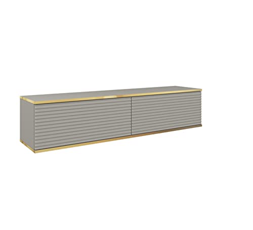 3E 3xE living.com Hängendes TV Schrank - Modernes Design mit Push-to-Open-Funktion. Farbe: GRAU, D: L: 135 cm, H: 30 cm, T: 32 cm. TV Lowboard, TV Board, TV Sideboard Hängend, Wandschrank hängend von 3E 3xE living.com