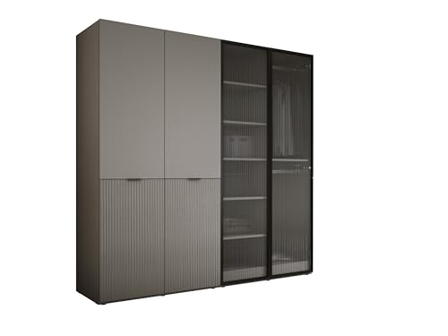 3E 3xE living.com Kleiderschrank, Platingrau/Sandbeige/klares Glas, 2 x 100 x 200 x 51 cm 3E 3xE living.com Kleiderschrank, Platingrau/Sandbeige/klares Glas, 2 x 100 x 200 x 51 cm von 3E 3xE living.com