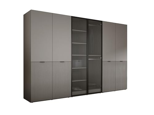 3E 3xE living.com Kleiderschrank, Platingrau/klares Glas, 3 x 100 x 200 x 51 cm von 3E 3xE living.com