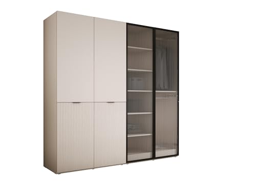 3E 3xE living.com Kleiderschrank, Sandbeige/klares Glas, 2 x 100 x 200 x 51 cm von 3E 3xE living.com