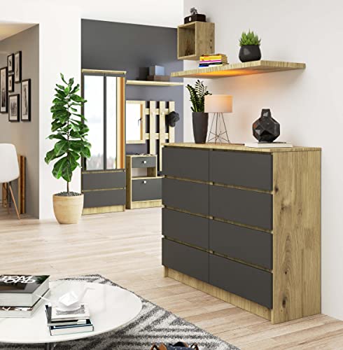 3E 3xE living.com Kommode, Sideboard in Artisan Eiche & Graphit Grau (B:120 / H:99 / T:40) viele Farben und Großen von 3E 3xE living.com