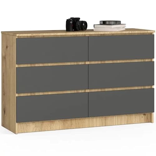 3E 3xE living.com Kommode, Sideboard in Artisan Eiche & Graphit grau (B:120 / H:77 / T:40) viele Farben und Großen von 3E 3xE living.com