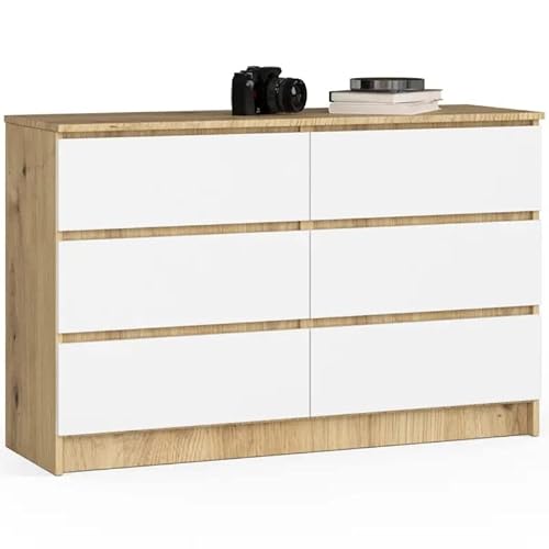 3E 3xE living.com Kommode, Sideboard in Artisan Eiche & weiß (B:120 / H:77 / T:40) viele Farben und Großen von 3E 3xE living.com