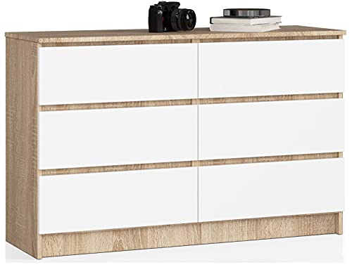 3E 3xE living.com Kommode, Sideboard in Sonoma Eiche & weiß (B:120 / H:77 / T:40) viele Farben und Großen von 3E 3xE living.com