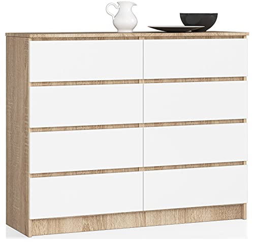 3E 3xE living.com Kommode, Sideboard in Sonoma Eiche & weiß (B:120 / H:99 / T:40) viele Farben und Großen von 3E 3xE living.com