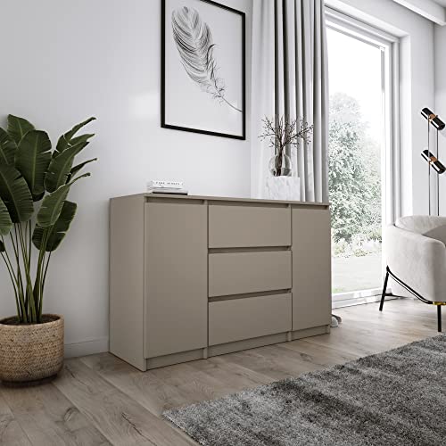 3E 3xE living.com Kommode, Sideboard mit 2 Türen, 3 Schubladen, B: 120 cm, H: 78 cm, T: 40 cm in Farbe: BRAUN von 3E 3xE living.com