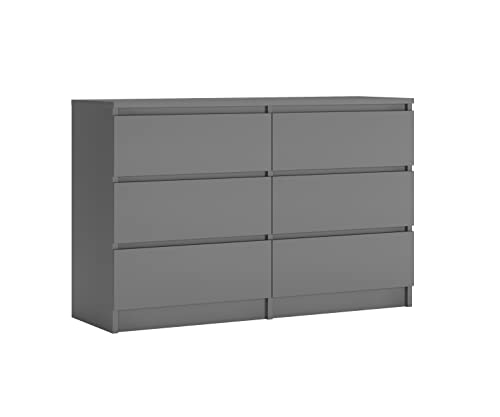 3E 3xE living.com Kommode 6 120 cm - mit 6 Schubladen Größen (Anthrazit) von 3E 3xE living.com