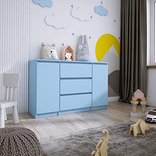 3E 3xE living.com Kommode mit 2 Türen, 3 Schubladen, B: 120 cm, H: 78 cm, T: 40 cm in Farbe: BLAU 3E 3xE living.com Kommode mit 2 Türen, 3 Schubladen, B: 120 cm, H: 78 cm, T: 40 cm in Farbe: BLAU von 3E 3xE living.com