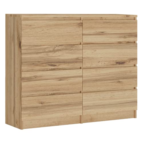 3E 3xE living.com Kommode mit 8 Schubladen 120 cm, Farbe: Wotan Eiche, H: 102 cm, B: 120 cm, T: 39 cm von 3E 3xE living.com