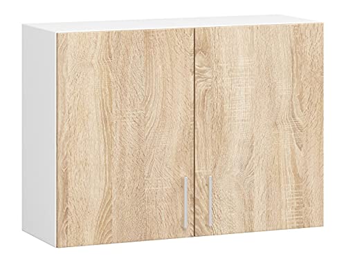 3E 3xE living.com Küchenmöbel Cansaro, Hängeschrank, mit 2 Tür in Sonoma & weiß (B:80cm H:58cm T:30cm) mehr Teile zum Auswahl von 3E 3xE living.com