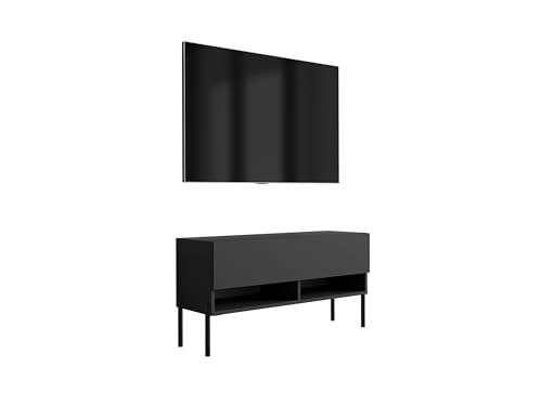 3E 3xE living.com TV-Lowboard 100 cm Mattschwarz, gerade Schwarze Beine, 100 × 32 × 52 cm von 3E 3xE living.com