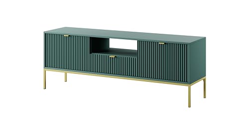 3E 3xE living.com TV-Schrank mit 1 Schublade und 2 Türen, Farbe Grün, Gestell Gold, Maße: 154 x 56 x 39 cm – Modern und Stilvoll 3E 3xE living.com TV-Schrank mit 1 Schublade und 2 Türen, Farbe Grün, Gestell Gold, Maße: 154 x 56 x 39 cm – Modern und Stilvoll von 3E 3xE living.com