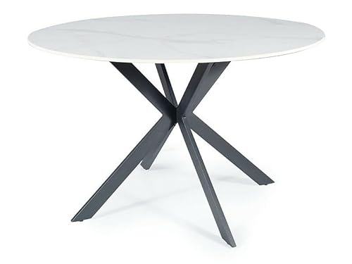 3E 3xE living.com Tisch: Tischplattenfarbe: Weiß, Gestellfarbe: Schwarz, Tischplattenform: rund. Möbelmaße: Durchmesser: 120 cm, H: 76 cm 3E 3xE living.com Tisch: Tischplattenfarbe: Weiß, Gestellfarbe: Schwarz, Tischplattenform: rund. Möbelmaße: Durchmesser: 120 cm, H: 76 cm von 3E 3xE living.com