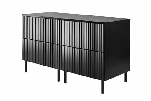 3E 3xE living.com Waschbeckenunterschrank, Schwarz, 120 (2 x 60) x 77 x 46 cm, schwarzer Griff, Schwarze Beine + Arbeitsplatte von 3E 3xE living.com