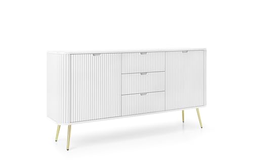 3E 3xE living.com Weiße Kommode, Beine: Gold, D: L: 168 cm, H: 87 cm, T: 39 cm von 3E 3xE living.com