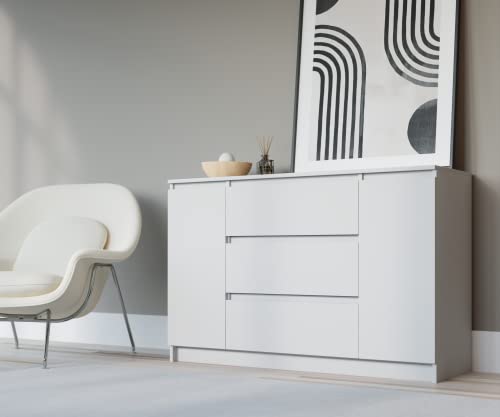 3xEliving Demi 2D3S Kommode 120cm in weiß - Modernes Sideboard mit viel Stauraum für Ihren Wohnbereich - 120 x 78 x 39cm (B/H/T) von 3E 3xE living.com