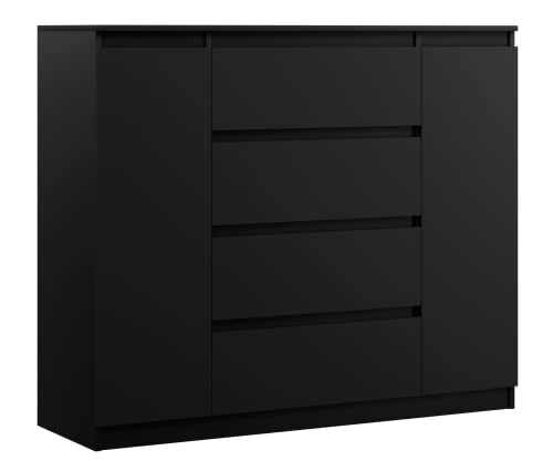 3xEliving Demi 2D4S Kommode 140cm in schwarz - Modernes Sideboard mit viel Stauraum für Ihren Wohnbereich - 140 x 101 x 39cm (B/H/T) von 3E 3xE living.com