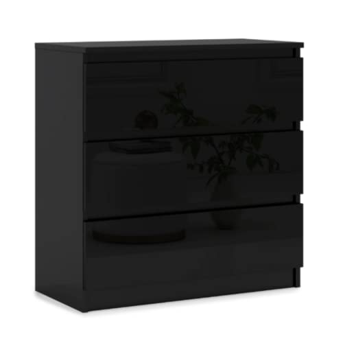 3xEliving Demi mit 3 Schubladen Kommode in Schwarz in Hochglanz - Modernes Sideboard mit viel Stauraum für Ihren Wohnbereich - 70 x 78 x 39cm (B/H/T) von 3E 3xE living.com