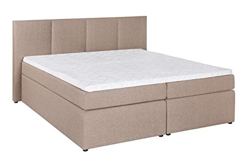 3F FURNITURE FOR FRIENDS Möbelfreude Doluna Boxspringbett Kaz Beige/grau 200x200 cm H2/H3 inkl. Visco-Topper, Taschenfederkern-Matratze von Furniture for Friends