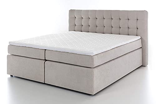 Furniture for Friends Doluna Premium Perris Boxspringbett 200x200 cm Beige Uni Härtegrad H3 I mit hochwertigen Tonnen-Taschenfederkern Matratzen & Viskose-Topper I Made IN Germany von Furniture for Friends
