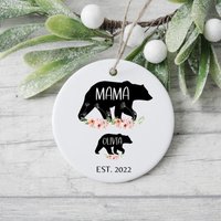 Mama Bär Und Jungtier Ornament, Kind Weihnachtsdekoration, Schwangerschaft Ankündigung, Andenken, Andenken Geschenk Für Sie von 3Inspiredesigns