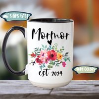 Neue Mormor-Geschenk, Personalisierte Neue Mormor-Kaffeetasse, Gefördert Zu Mormor, Großeltern Geschenk, Oma Werden, Florale Baby-Ankündigung von 3Inspiredesigns