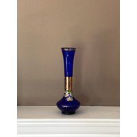 Kobalt Vase Mit Goldrand Und Blumen von 3LadysAntiques