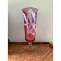 Vintage Glas Rosa Blumenvase von 3LadysAntiques