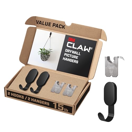 3M CLAW 3DH15BLK-2ESF Claw Hooks, Medium, Schwarz, Legierter Stahl, Wandmontage, 6,8 kg, 2 Haken 3M CLAW 3DH15BLK-2ESF Claw Hooks, Medium, Schwarz, Legierter Stahl, Wandmontage, 6,8 kg, 2 Haken von 3M CLAW