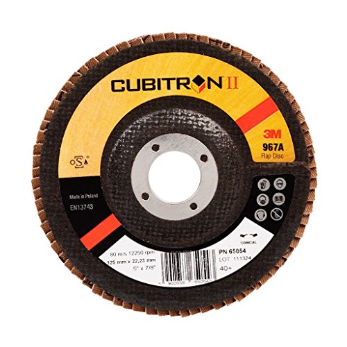 3M Cubitron II Fächerschleifscheibe 967A, 125 mm, 22,23 mm, 40+, flach, 10 Stück / Karton von 3M