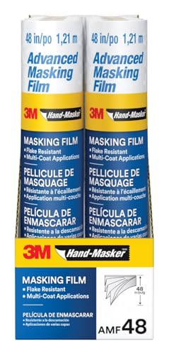 3M Hand-Masker Fortschrittliche Abdeckfolie, 8 Rollen, 121,9 cm x 55 m, statische Haftung hält die Folie an Ort und Stelle, verhindert das Durchlaufen von Flüssigkeiten, schuppenfest, für den Innen- von 3M