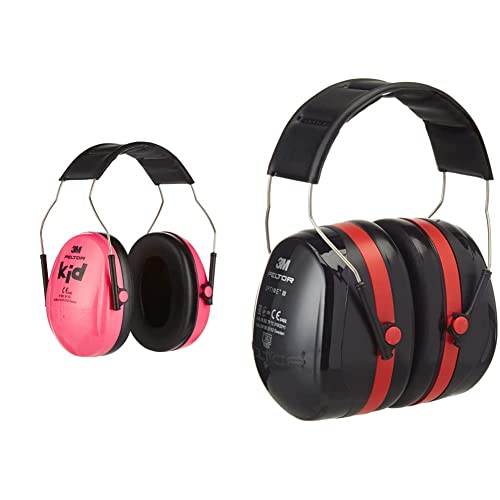 3M Peltor Kapselgehörschutz für Kinder H510AK, pink – Kapselgehörschutz für Kinder. Schützt vor Lärmpegeln im Bereich von 87-98 dB (SNR: 27 dB) & Optime III Kapselgehörschutz schwarz-rot von 3M Peltor