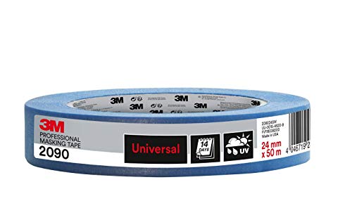 3M Pro Malerabdeckband 2090 - 1 Rolle 24 mm x 50 m, Blau - für glatte Oberflächen, UV-beständig, innen und außen von 3M Pro