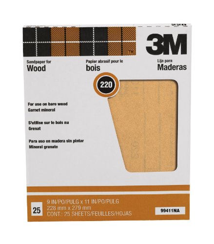 3M Safety 99411 22,9 x 27,9 cm Granatschleifpapier, Körnung 220, 9 x 11 inch von 3M Safety