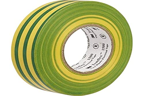 3M Temflex TGG1925 Temflex 1500 Vinyl Elektro-Isolierband, 19 mm x 25 m, 0,15 mm, Gelb/Grün TEMFLEX150019X25GY von 3M Temflex