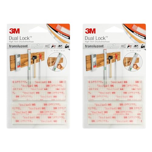 3M Dual Lock SJ3560, wiederlösbares Befestigungssystem - transluzentes Erscheinungsbild (Glas, Acrylglas (PMMA), Polycarbonat) - 19mm x 10cm, Transluzent, Dicke: 5.7mm (1-er Pack) (Packung mit 2) von VHB