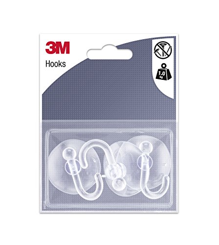 3 M Pack 3-Haken Saugnapf, Composite, transparent, 0.1 x 0.13 x 0.15999999999999998 cm von 3M