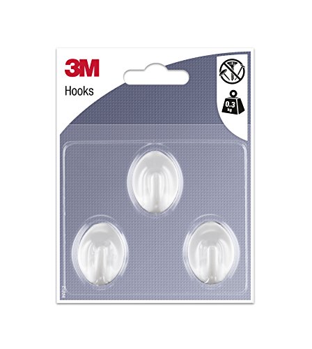 3M Pack 3-Klebehaken Oval, klein, Composite, Weiß, 0.15999999999999998 X 0.1 X 0.13 cm von 3M