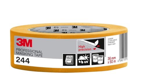 3M Pro 244 Profi Malerband - 1 Rolle 36 mm x 50 m - für scharfe Farbkanten, UV-beständig, innen und außen, 36 mm x 50 m von 3M Pro