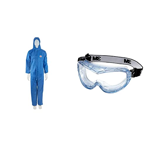 3M 4530XL Schutzanzug, Blau mit weißem Rückenpanel & Vollsichtschutzbrille Fahrenheit FheitAF – Schutzbrille mit AS, AF & UV Beschichtung – Ideal für das Tragen mit Atemschutzmasken oder Brillen 3M 4530XL Schutzanzug, Blau mit weißem Rückenpanel & Vollsichtschutzbrille Fahrenheit FheitAF – Schutzbrille mit AS, AF & UV Beschichtung – Ideal für das Tragen mit Atemschutzmasken oder Brillen von 3M