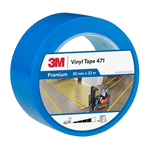 3M 471 Hochwertiges Weich-PVC-Klebeband, 50 mm x 33 m, Blau von 3M