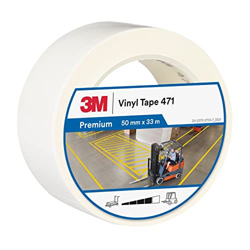 3M 471 Hochwertiges Weich-PVC-Klebeband, 50 mm x 33 m, Weiss von 3M