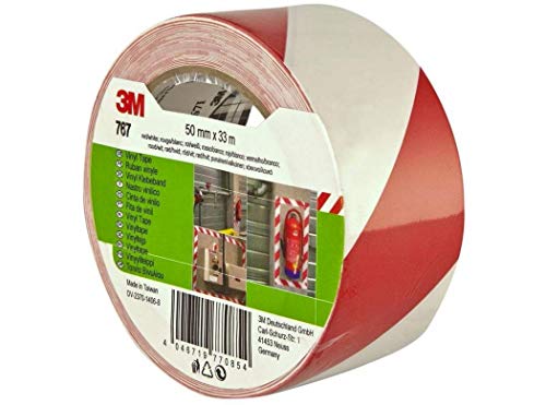 3M 767i Gefahren-Markierungs-Klebeband, 50 mm x 33 m, Rot/Weiss 3M 767i Gefahren-Markierungs-Klebeband, 50 mm x 33 m, Rot/Weiss von 3M