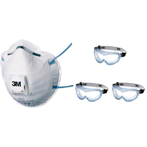 3M Atemschutzmaske Serie 8000 8822 FFP2 NR D mit Cool-Flow Ausatemventil & Fahrenheit Schutzbrille 71360-00012, Vollsichtbrille, Kratzfest, Staubdicht 3M Atemschutzmaske Serie 8000 8822 FFP2 NR D mit Cool-Flow Ausatemventil & Fahrenheit Schutzbrille 71360-00012, Vollsichtbrille, Kratzfest, Staubdicht von 3M