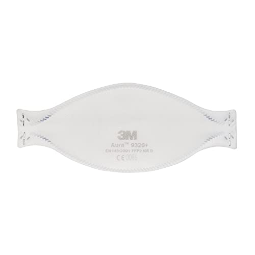 3M Aura 9320+ Atemschutzmaske FFP2 – Komfortable Partikelschutzmaske mit optimaler Gesichtsanpassung – Einwegmaske mit Schutzstufe FFP2 - einzeln verpackt, 20 Stück (Packung mit 2) von 3M