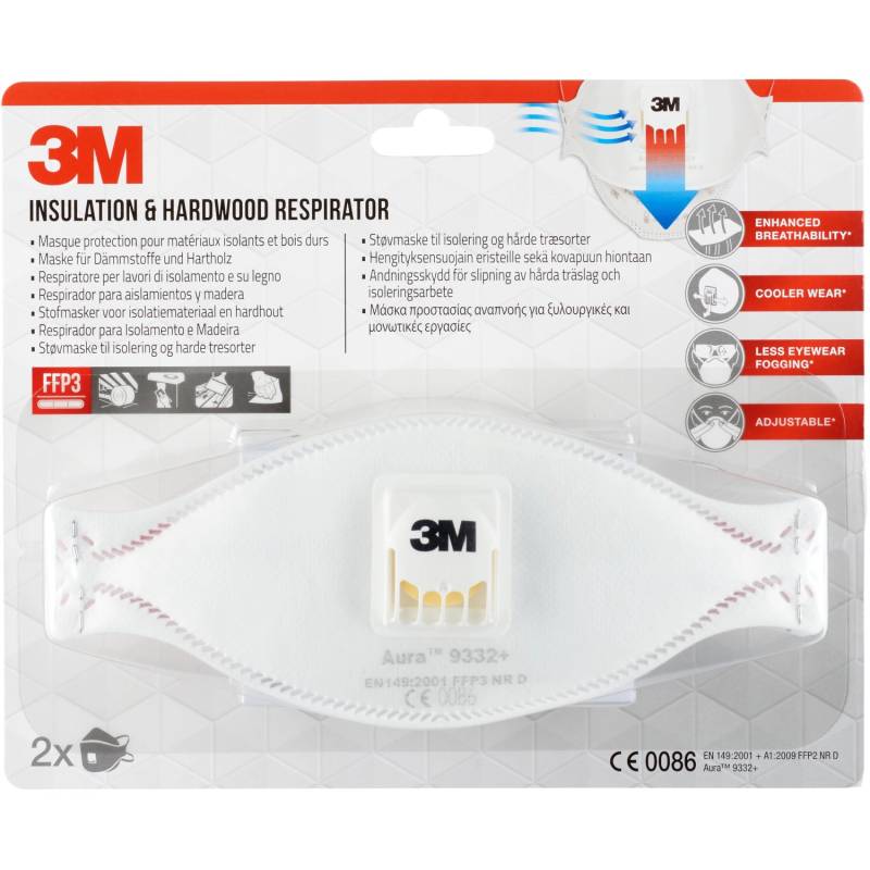 3M Aura Maske für Dämmstoffe und Hartholz 9332+ von 3M