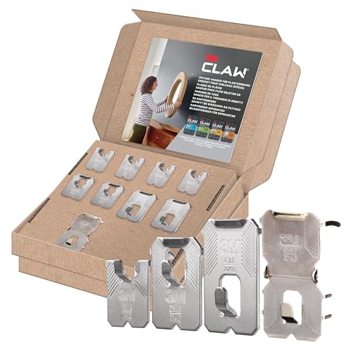 3M CLAW Haken für Trockenbauwände – 9er Set, hält bis zu 30 kg - für schwere Gegenstände, Spiegel und Dekoration – ohne Werkzeug montierbar (7 kg, 11 kg, 20 kg, 30 kg) von 3M CLAW