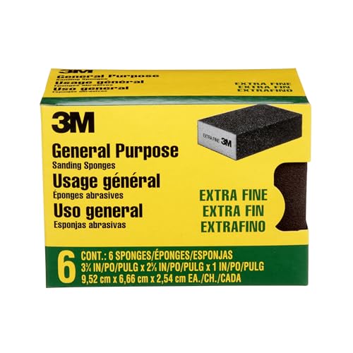 3M CP000-6P-CC Sanding Sponge Extra Fine Grit, Black, 3-3/4 in x 2-5/8 in von 3M
